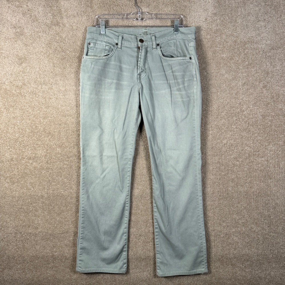 7 For All Mankind Carsen Pants Mens 32 x 30 Green Straight Leg Chinos Stretch